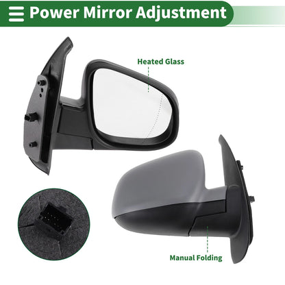 Right Side Door Mirror for Renault Kangoo Mk2 (2008–2021) Heated Glass Black