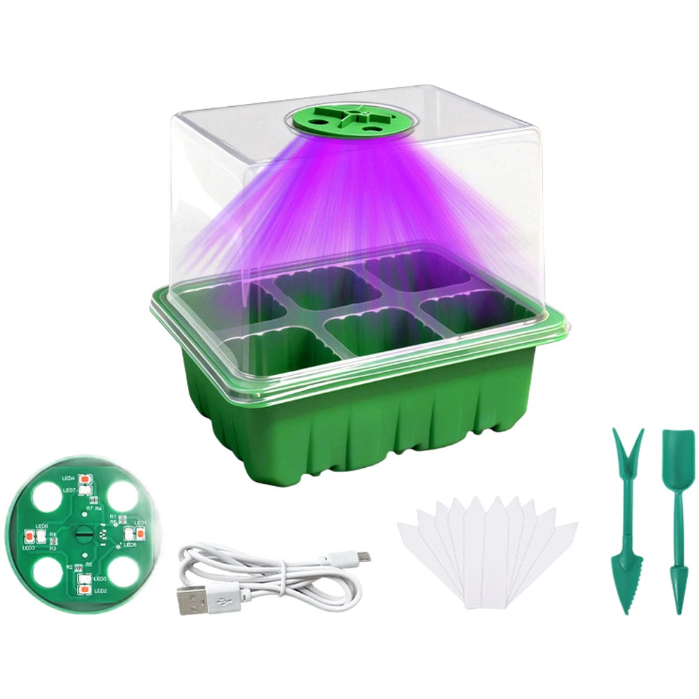 8-Cell Plant Starter Tray with Ventilated Cover and Transplant Lifter