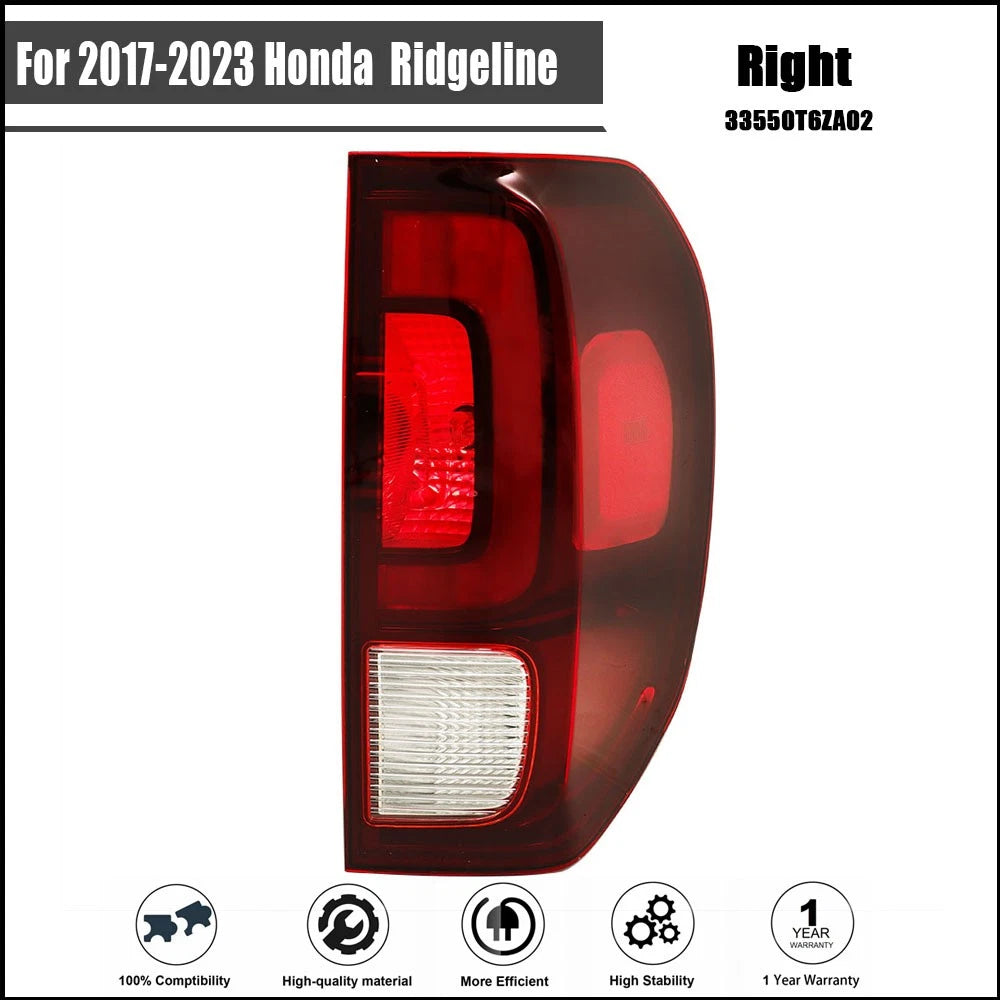 Tail Light Assembly Halogen for Honda Ridgeline (2017–2023) Right Side Black