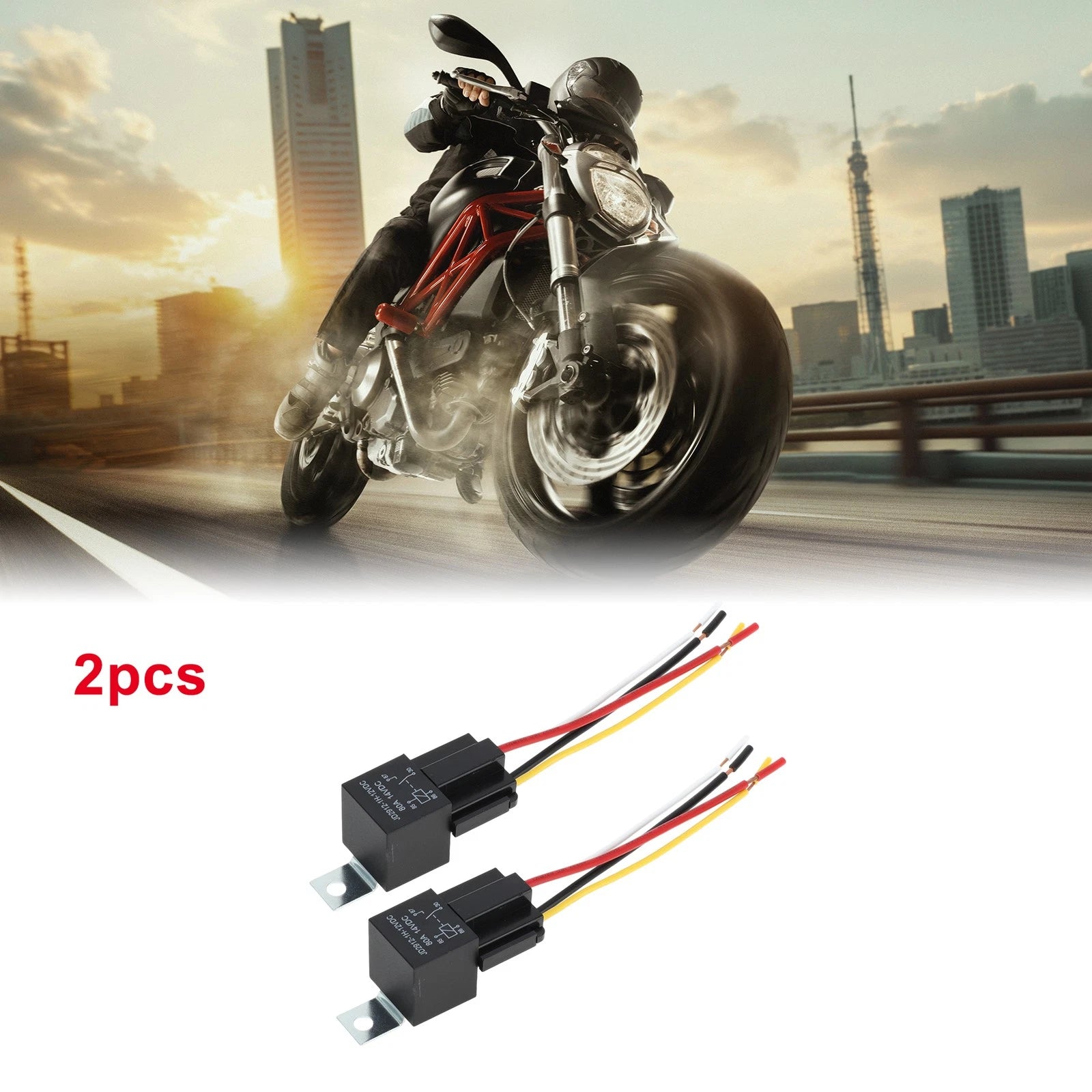 2X 12V 80A Auto Relay with Harness Sockets for Universal Applications