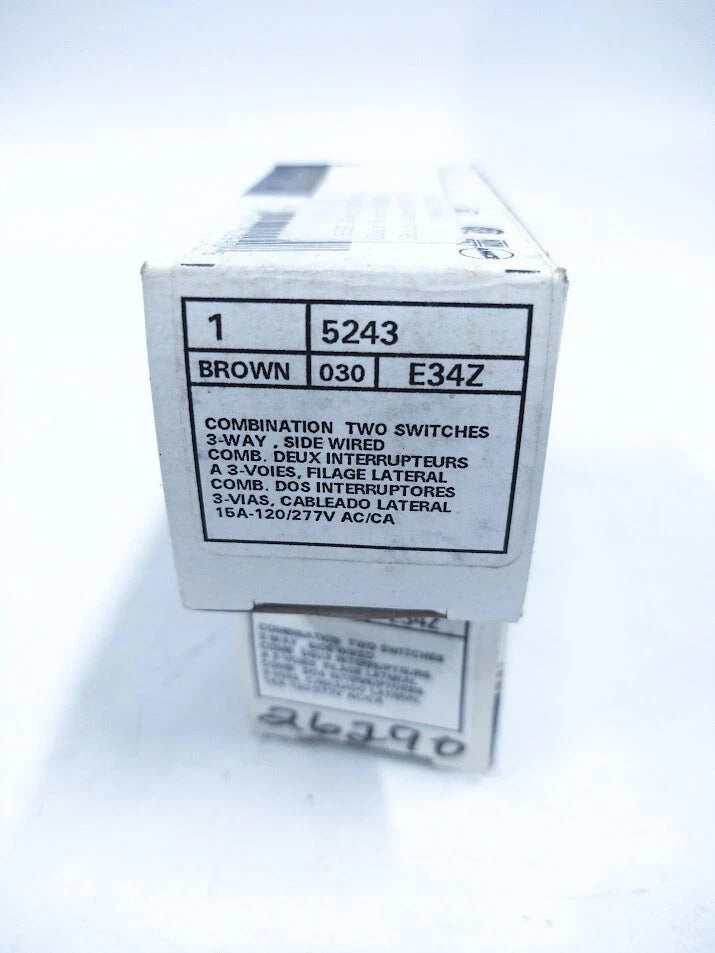 2X Leviton 5243 Brown Two Light Switch Combo
