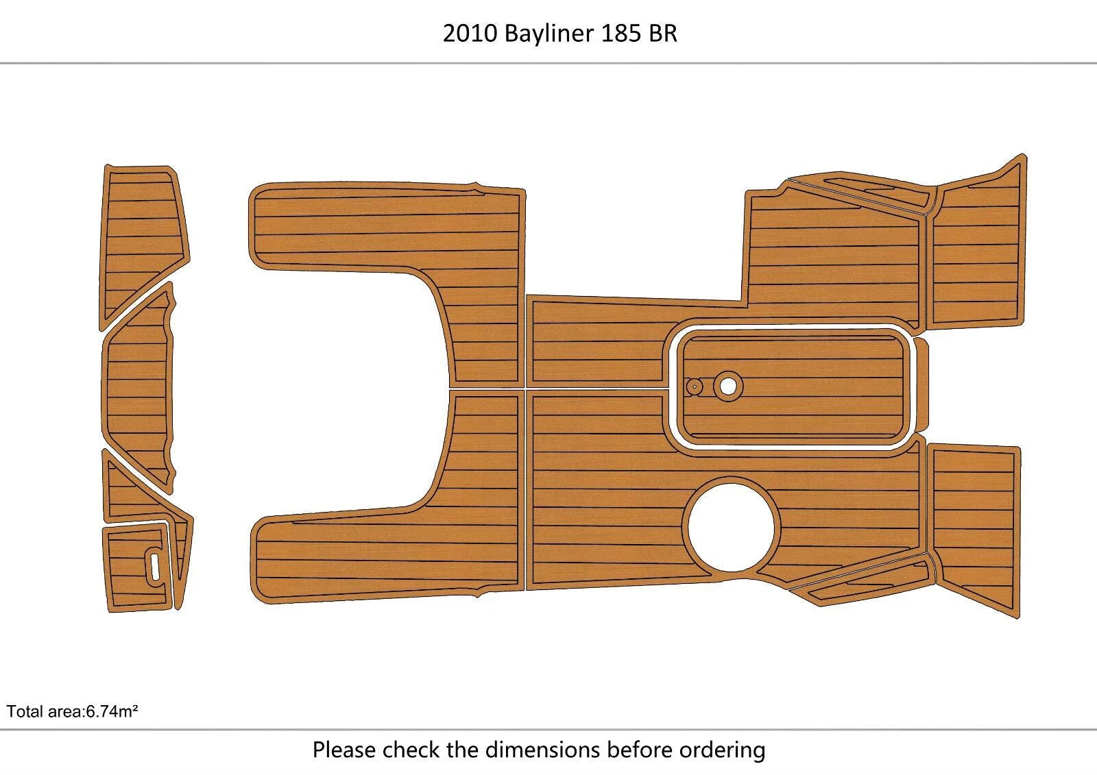 EVA Pads for Bayliner 185 BR (2010) - Teak Faux Flooring Mat