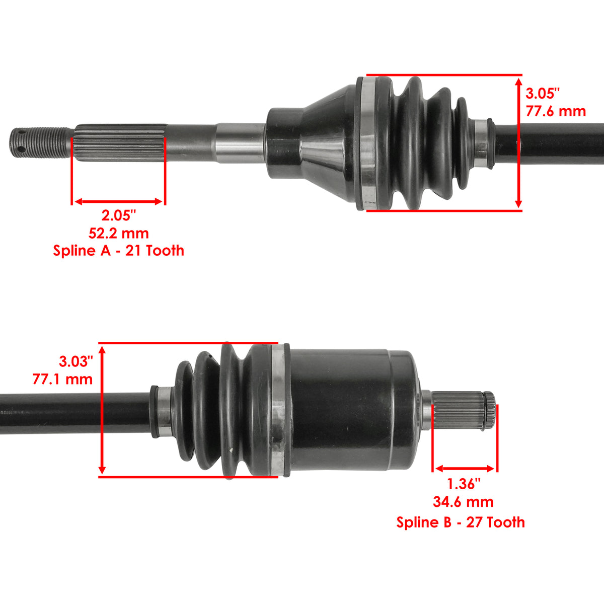 Front and Rear CV Axles Replacement Kit for Kubota RTV-X900G (2014–2023)