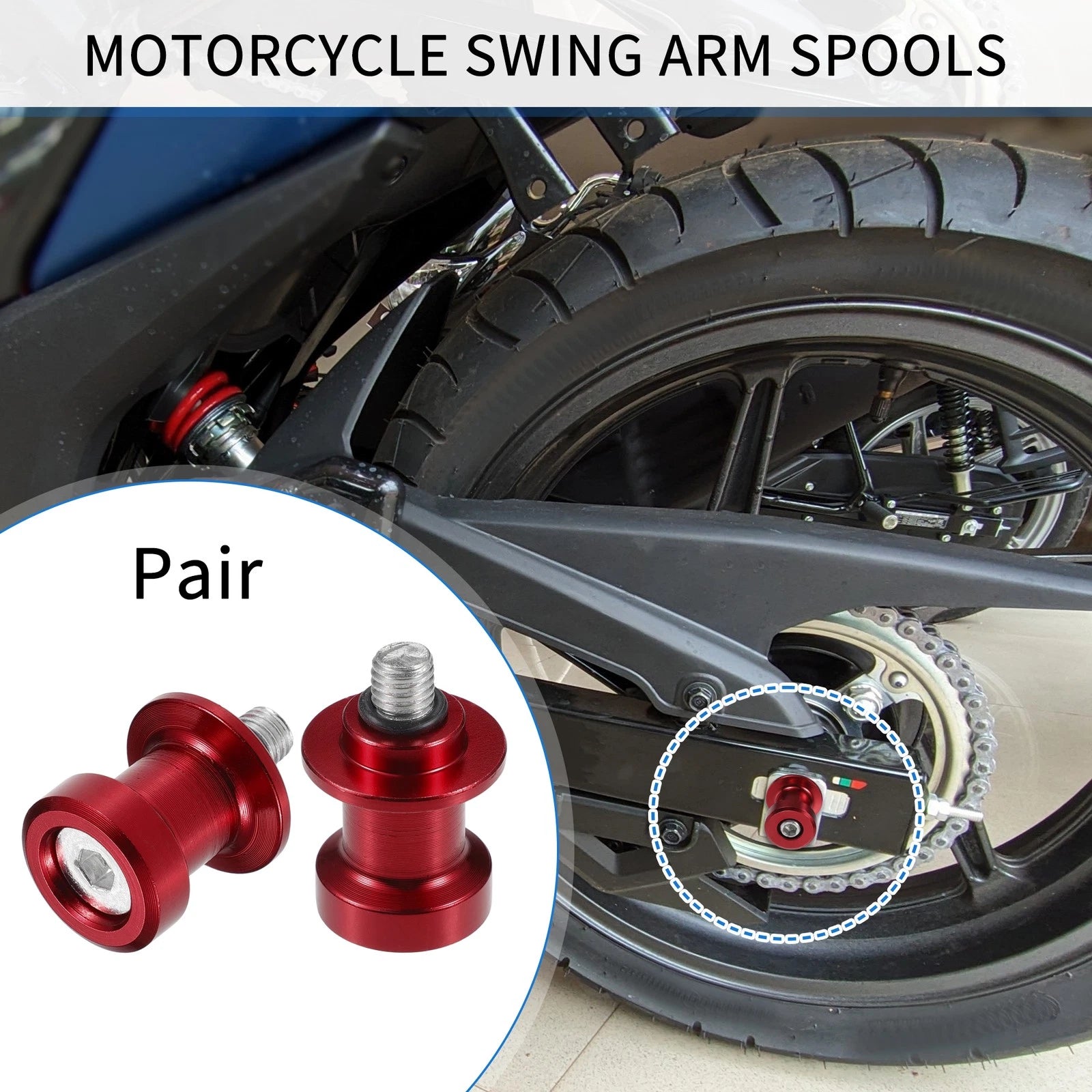 Motorcycle Swingarm Spools Pair 8mm CNC Replacement for Universal (any year)