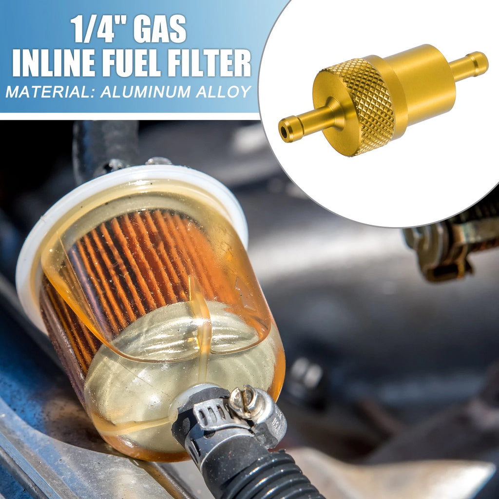 Gas Inline Fuel Filter Replacement for Bike ATV Gold Tone (Universal)