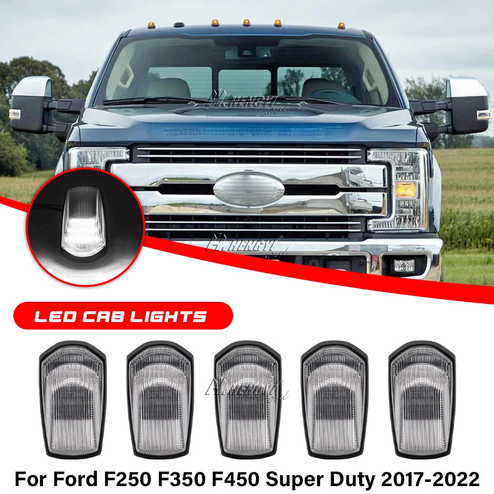 5X White LED Cab Roof Marker Light for Ford F-250/350/450/550 (2017–2022)