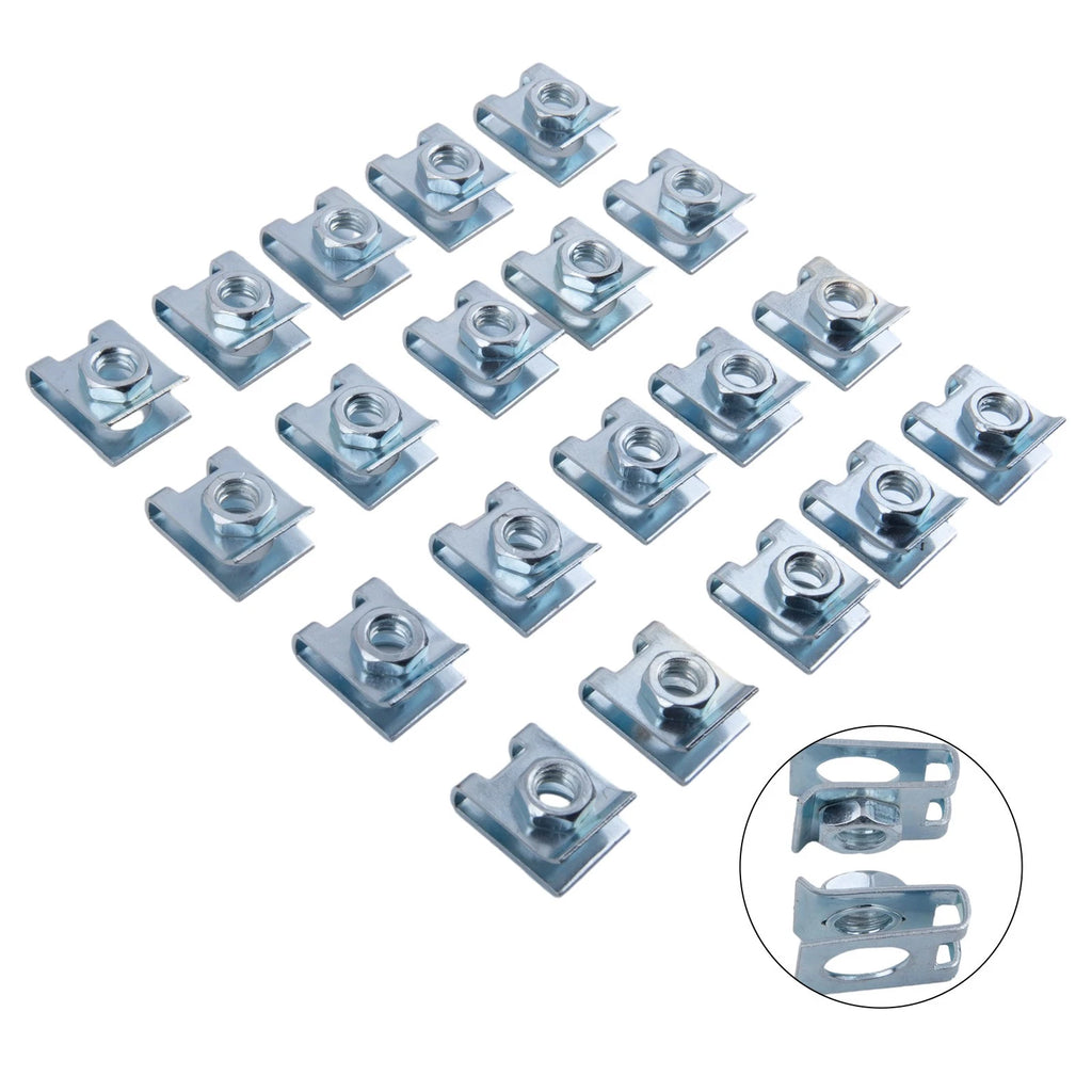Set of 4 License Plate Fixed Clip Retainers M6 Nut U-Type for