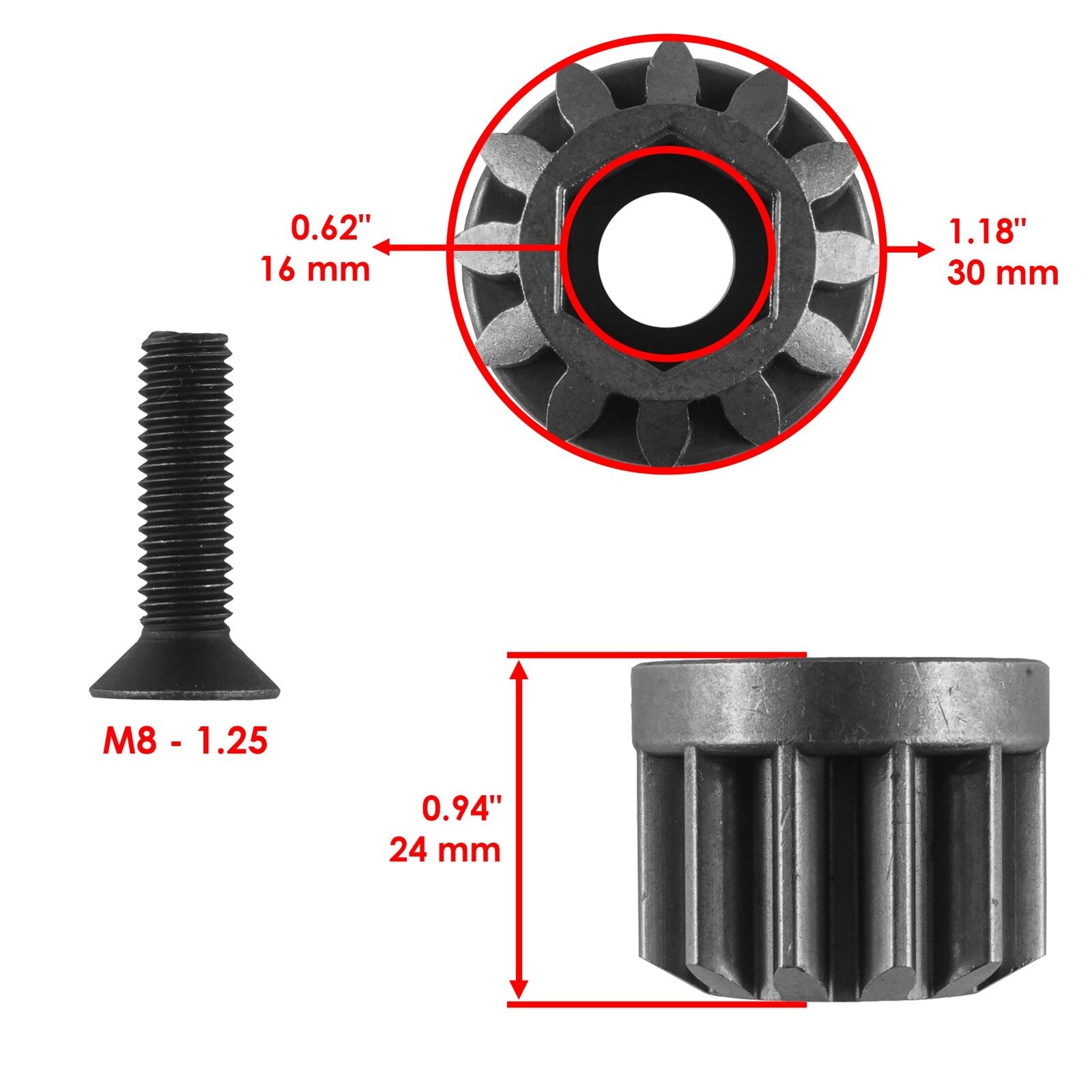 Steering Gear Pinion with Sector Plate Replacement for RedMax YT2246 (1997–1998)