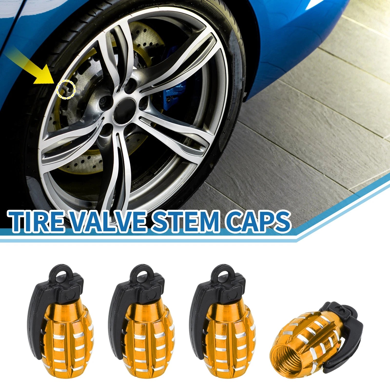 Tire Valve Stem Caps 14x29mm Replacement for Car SUV Bike (4 Pack)