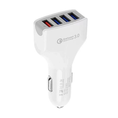 4-Port USB Car Charger for Universal Devices (DC 5V-7A, QC 3.0)