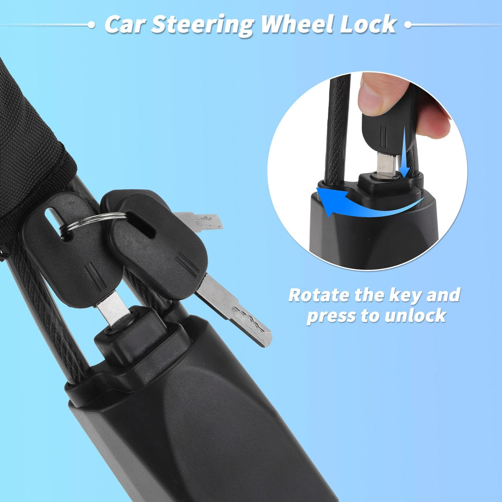 Steering Wheel Lock & Seat Belt Lock for Universal Vehicles (2010–2023)