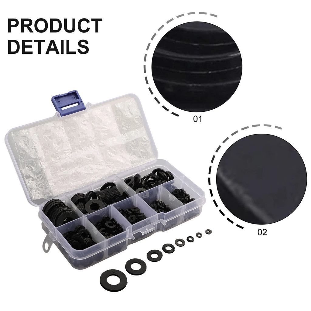 500Pcs Rubber Flat Ring Spacer Washer M2-M10 Seal for Various Applications