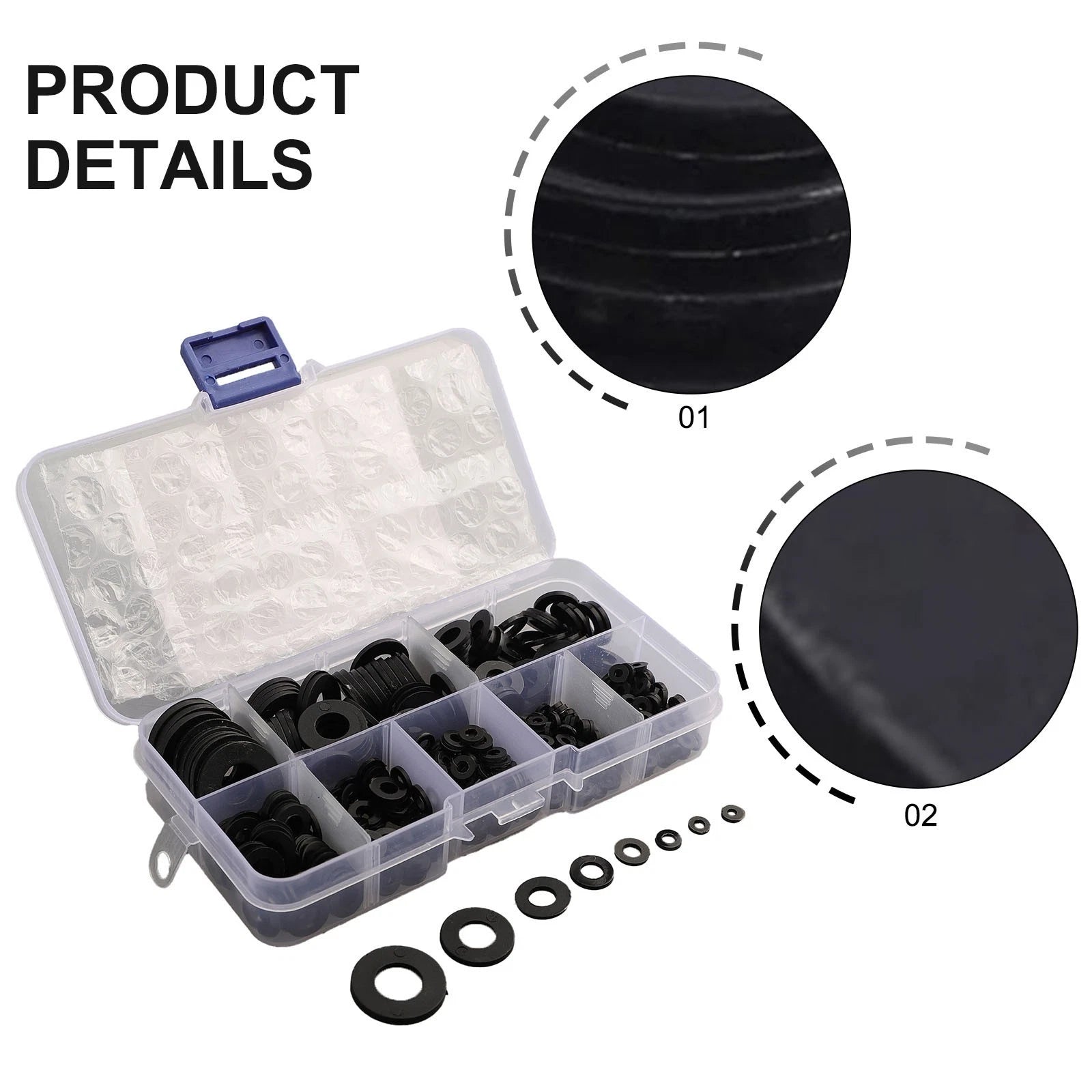 500Pcs Rubber Flat Ring Spacer Washer M2-M10 Seal for Various Applications