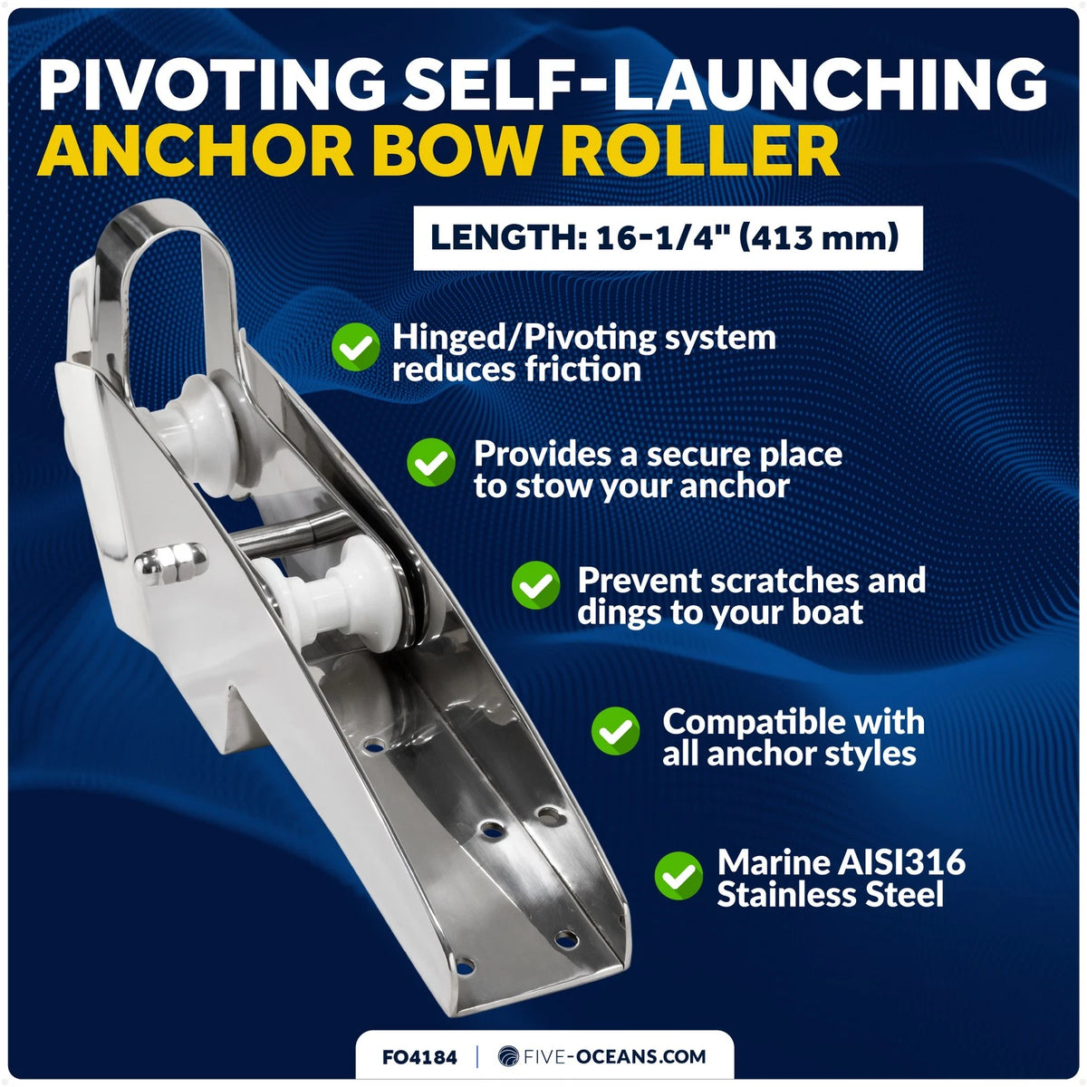 Hinged Double Bow Roller with Delrin Rollers for FO4184 (16-1/4 Inch)