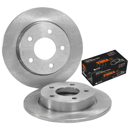 2x Rear Disc Brake Rotors with Tora Pads for Mazda 3 BK BL (2004–2014)