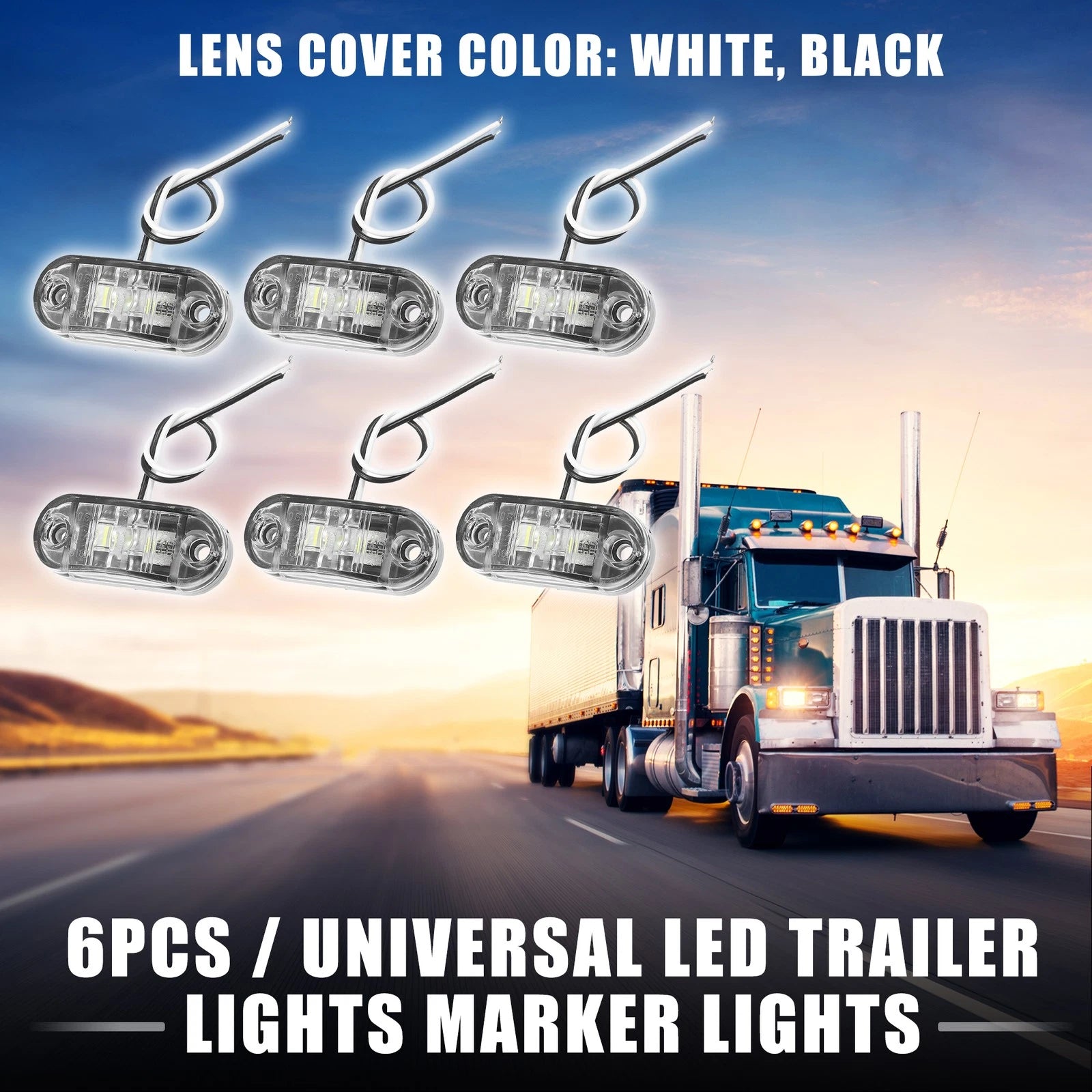 LED Trailer Marker Lights 24V Waterproof Replacement for Universal Trailer (—)