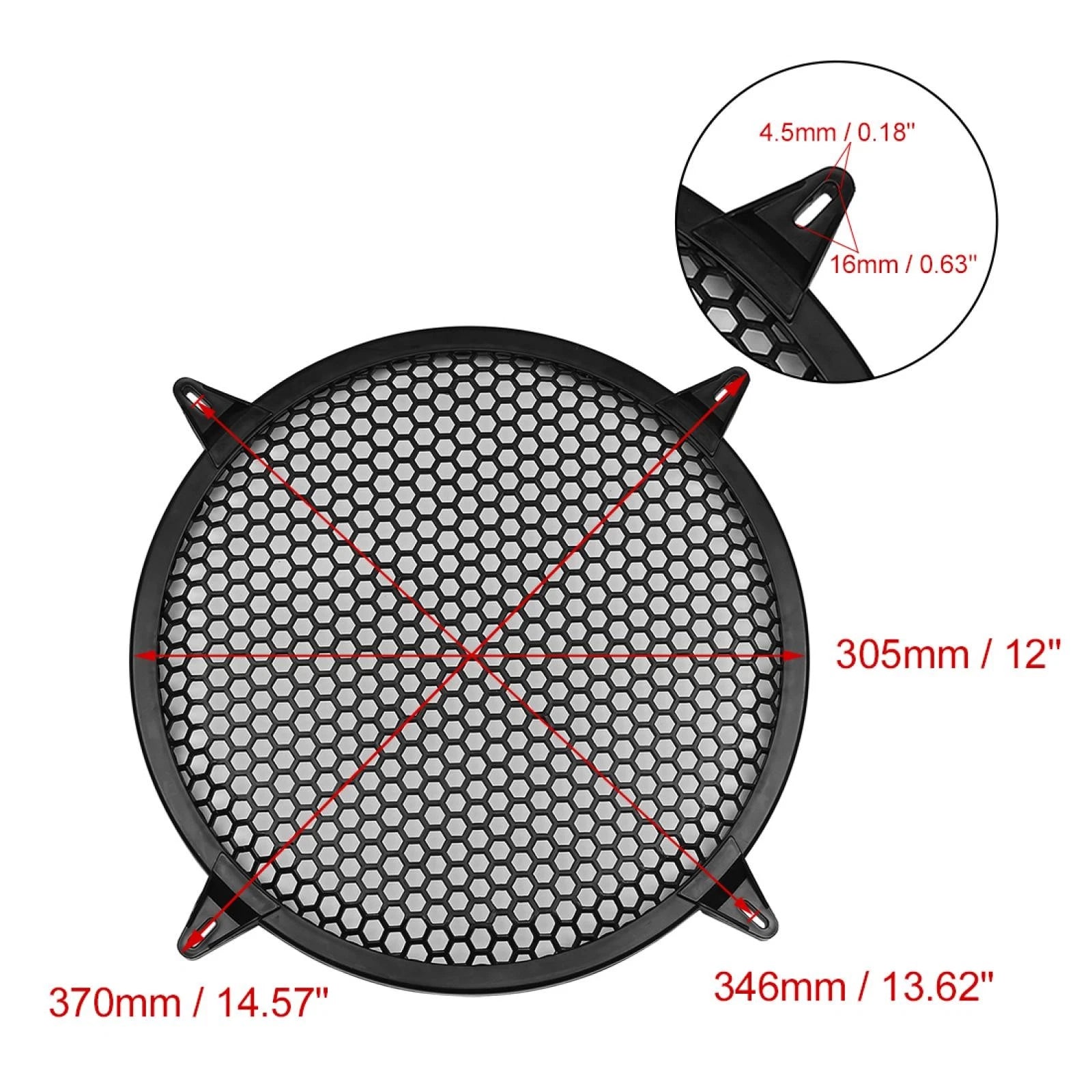 12" Black Speaker Cover Mesh for Car Subwoofer (Universal Fit)