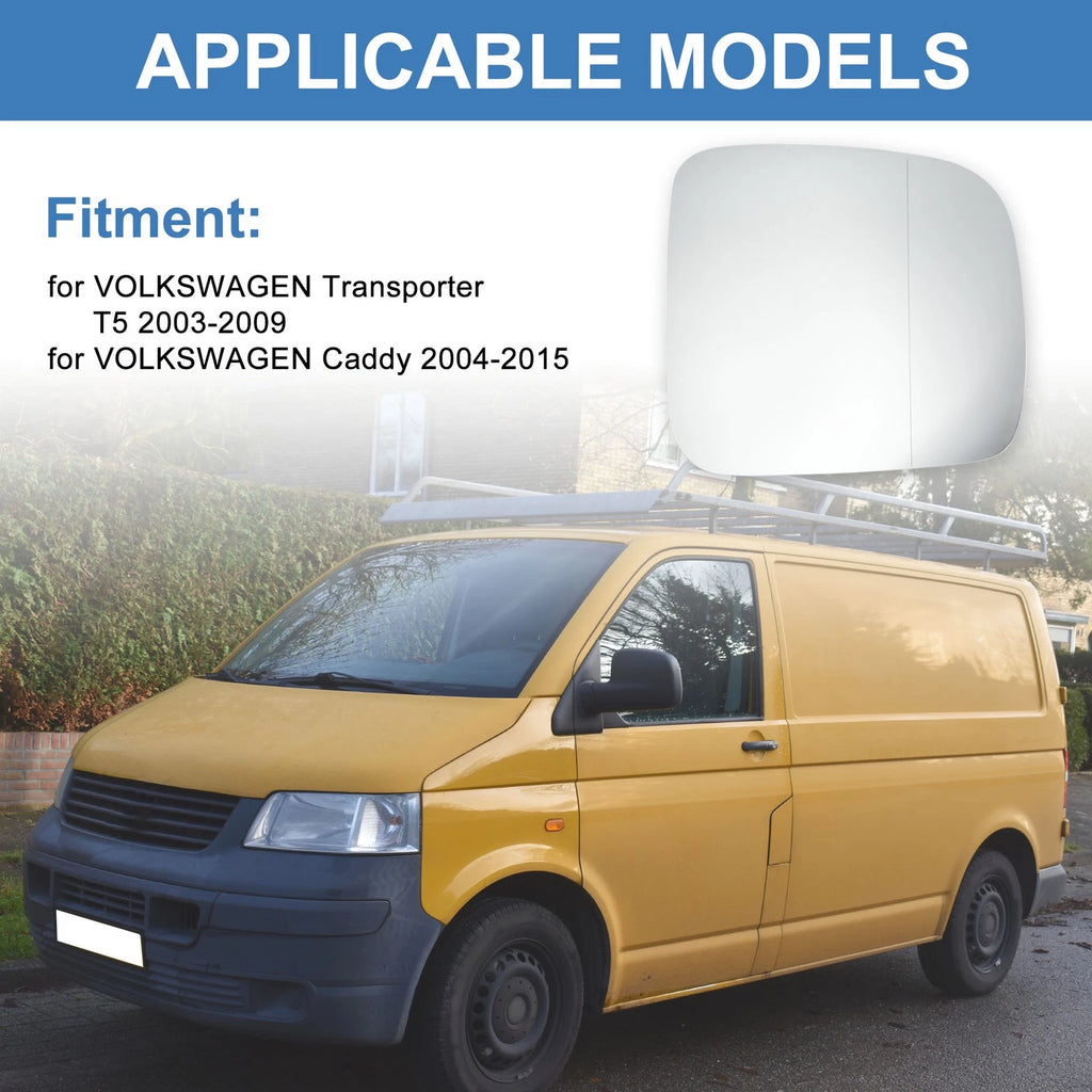 Right Side Wing Door Mirror Glass for VW Transporter T5 Caddy (2004–2015)