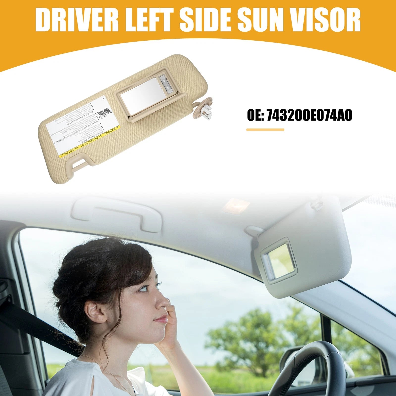 Sun Visor Assembly Replacement for Toyota Highlander (2014–2019 Beige)