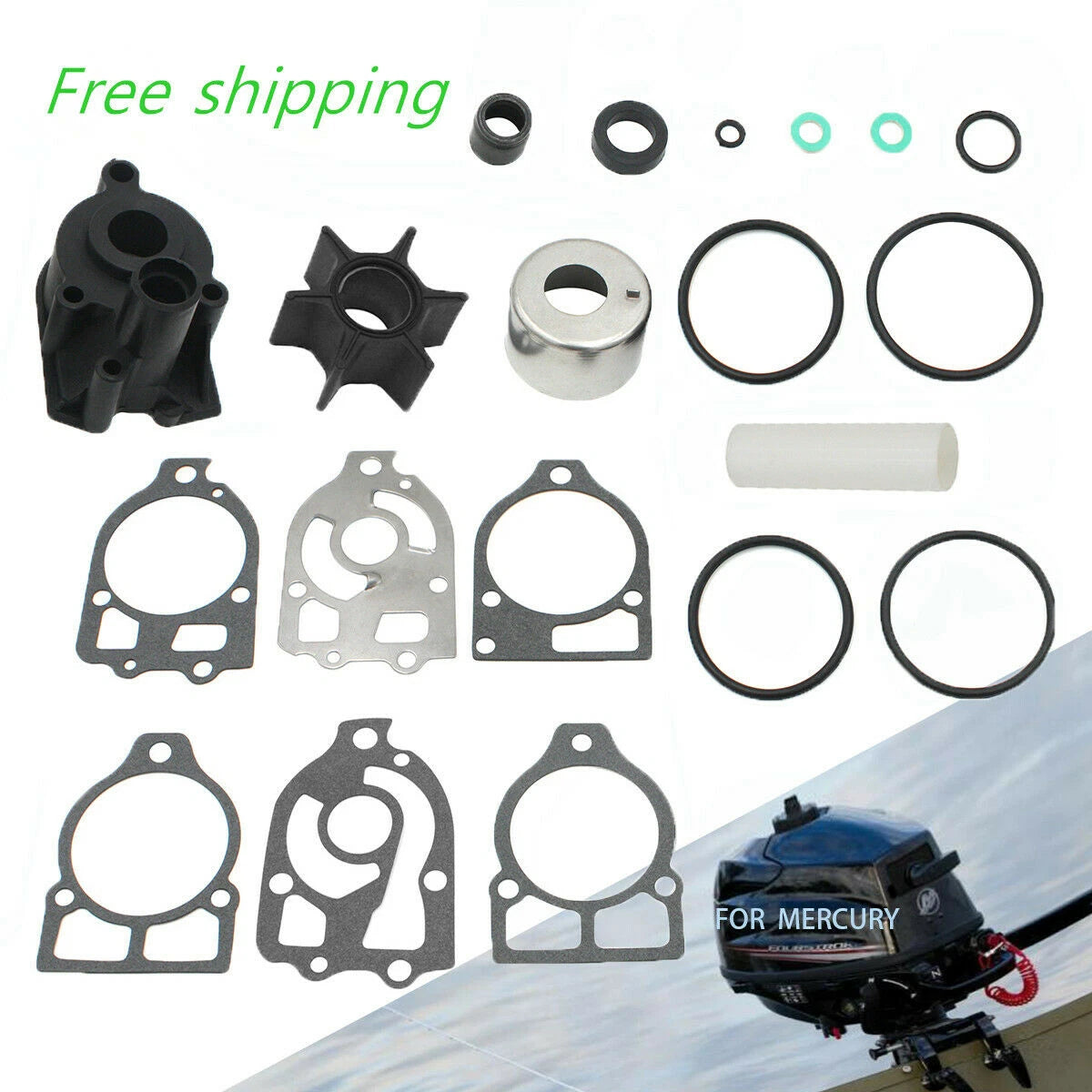 Water Pump & Impeller Repair Kit for Mercruiser Mercury Alpha (46-96148A8)