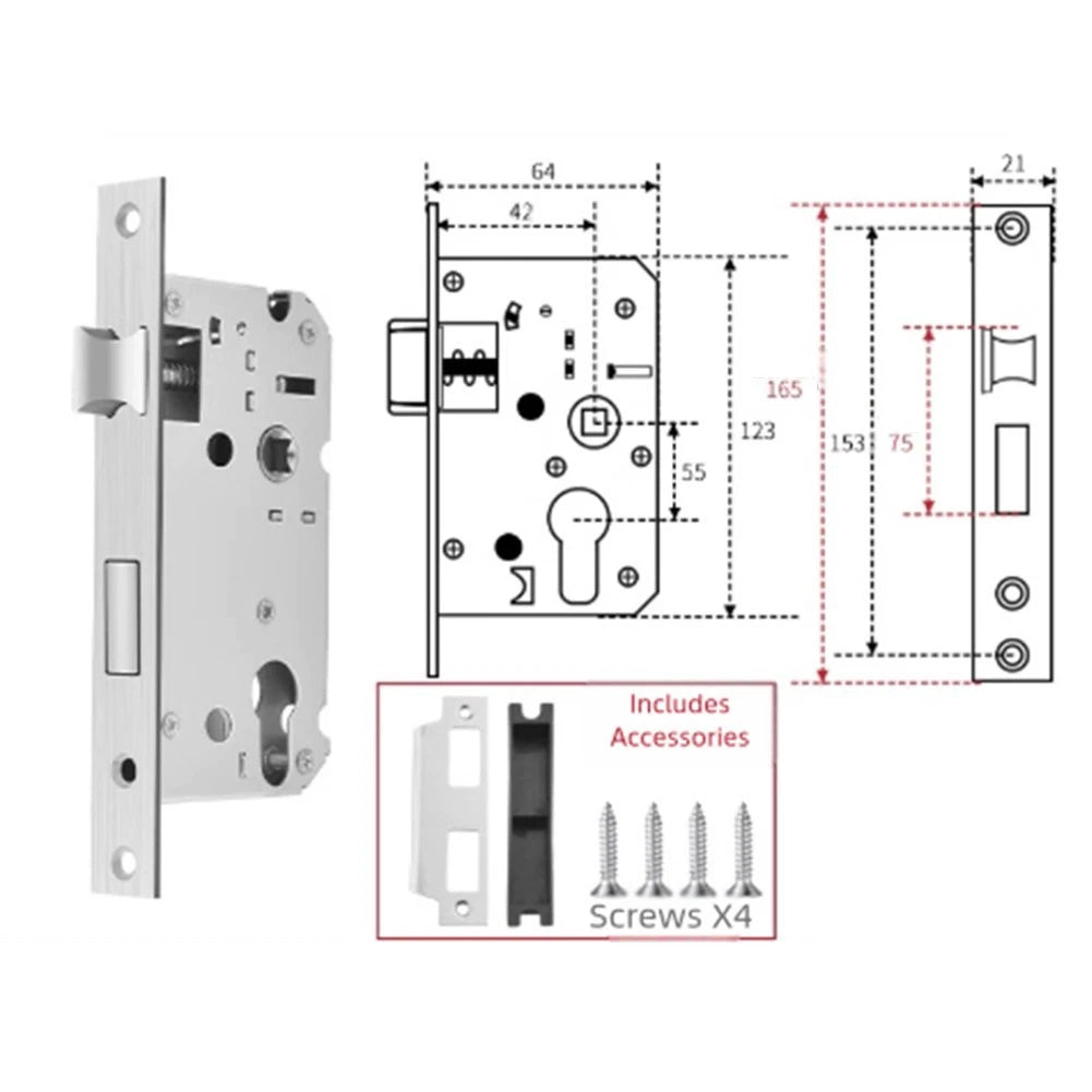 Residential Door Lock 75mm Latch Size for Bedroom Doors