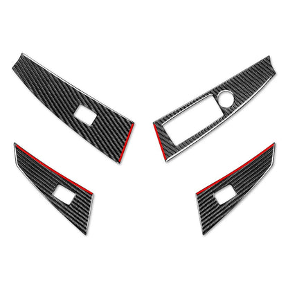 Carbon Fiber Window Lift Switch Button Trim Cover for BMW 5 Series (2004–2007)