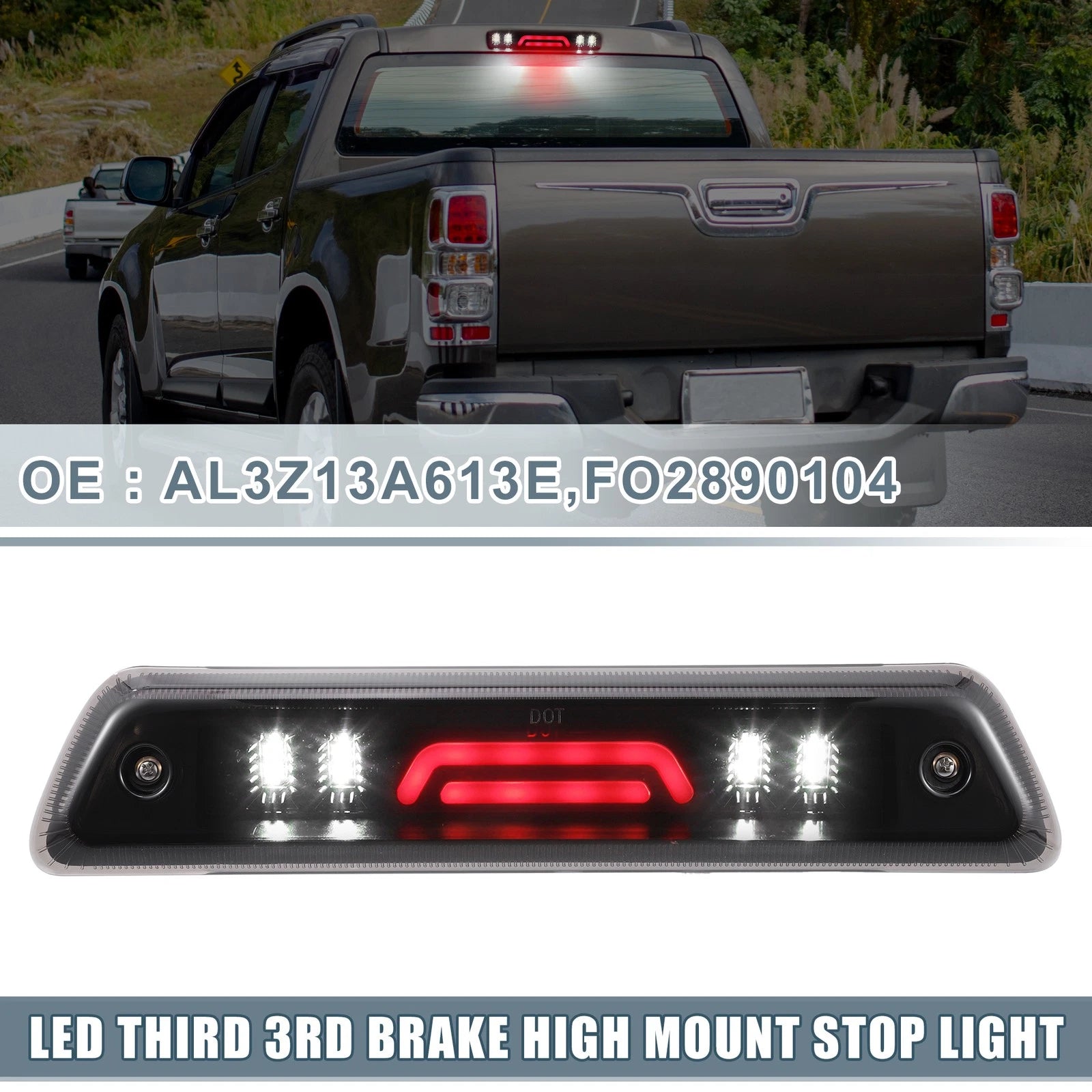 High Mount Stop Light for Ford F-150 Replacement Black Smoked Lens (2009–2014)