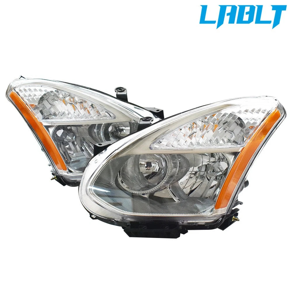 Set of 2 Chrome Clear Headlights for Nissan Rogue (2008–2013)