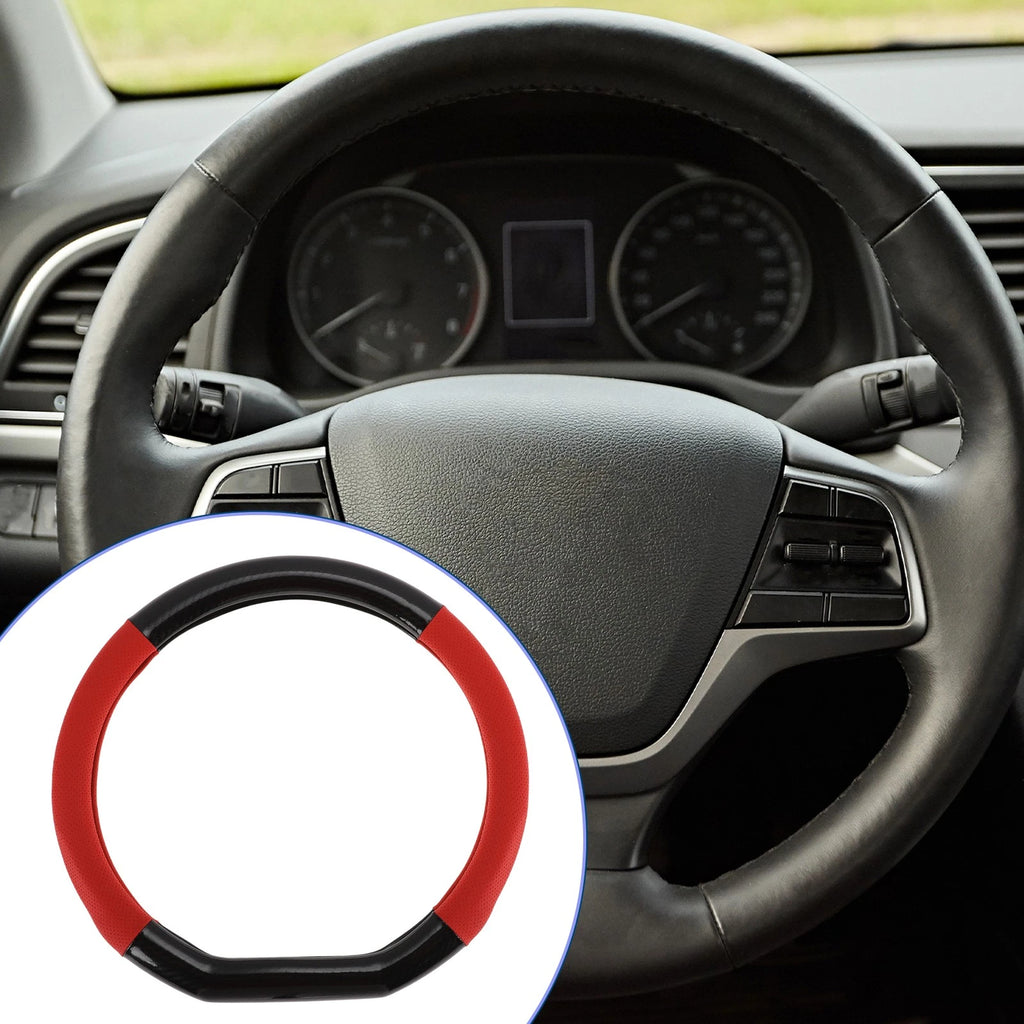 Steering Wheel Cover for Universal Fit (14.96", Black Red)