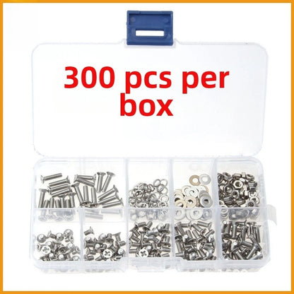300pcs Hardware Kit with Countersunk Screws Nuts Washers for Automotive