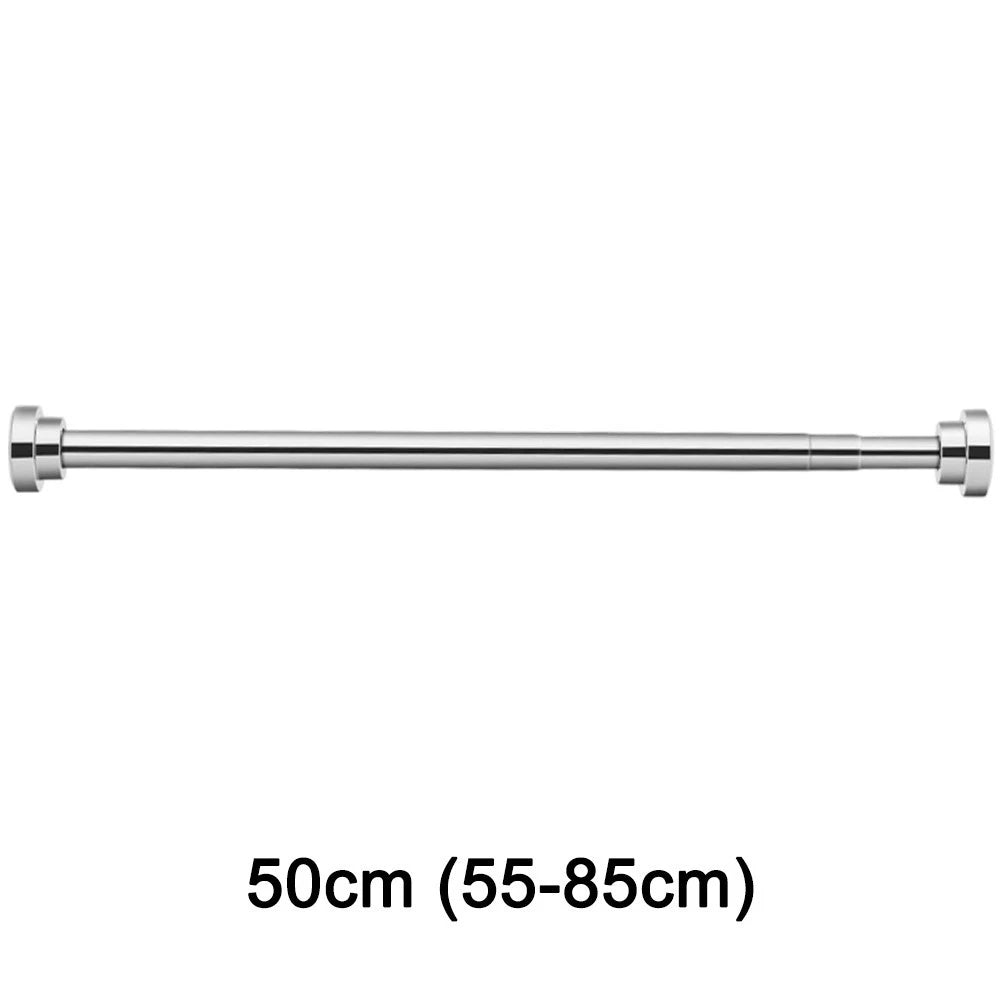 Stainless Steel Shower Curtain Rail for Adjustable Length (No Drilling)