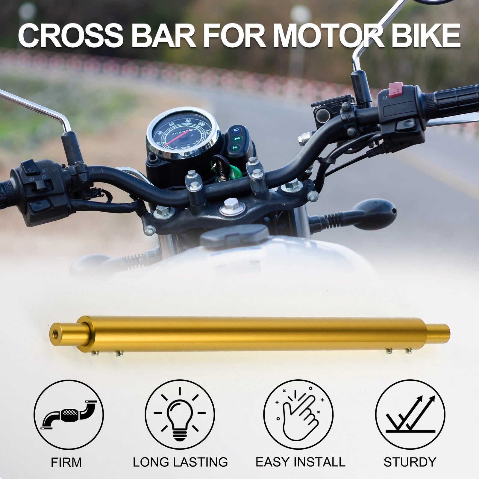 Motorcycle Handlebar Cross Bar Set with Hardware for Honda Yamaha Suzuki (1990–2020)
