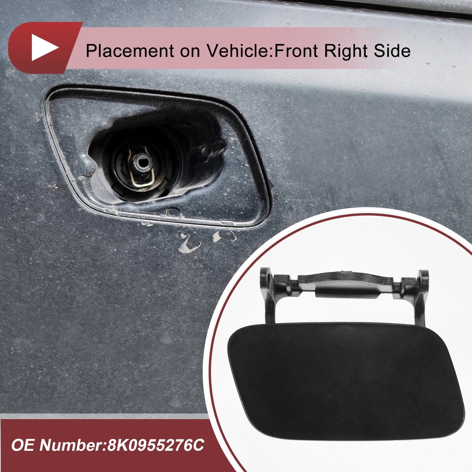 Front Right Washer Nozzle Cover Cap for Audi A4 Quattro (2013–2015) Unpainted