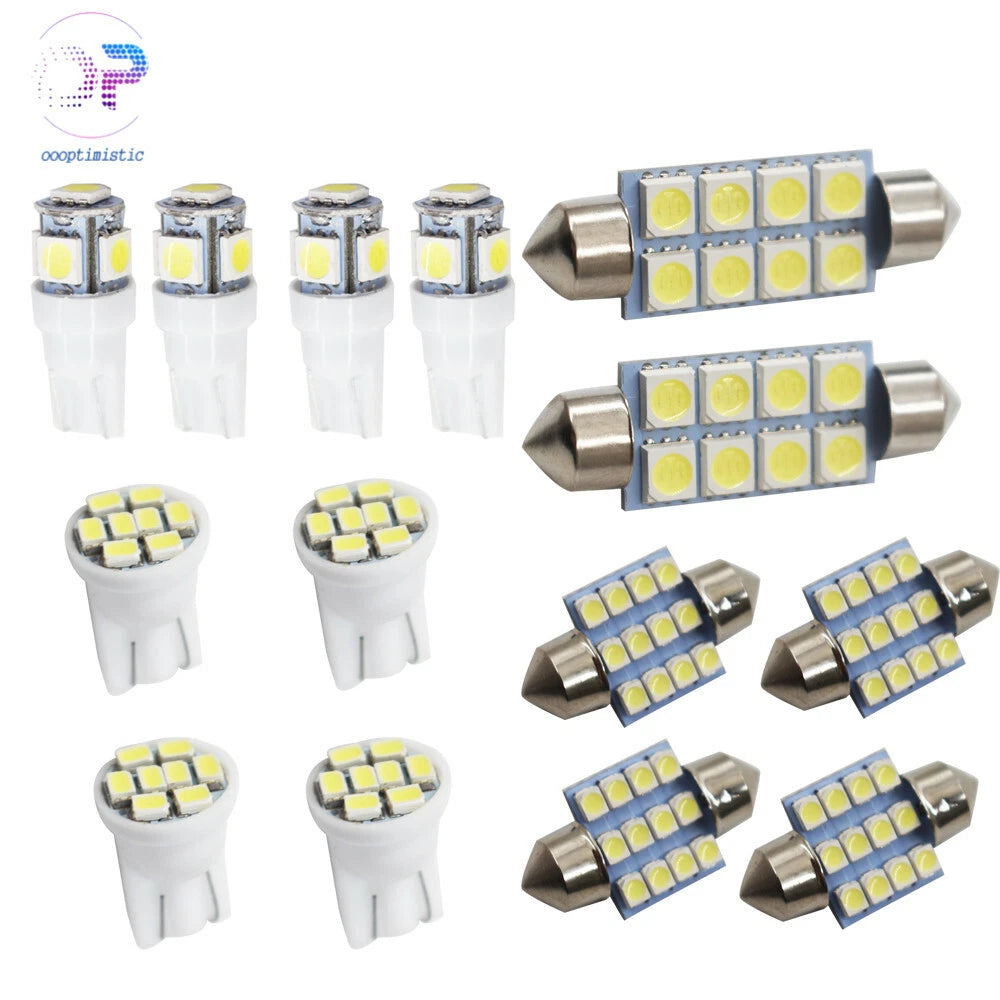 14X White LED Interior Light Package Kit for T10 & 31mm