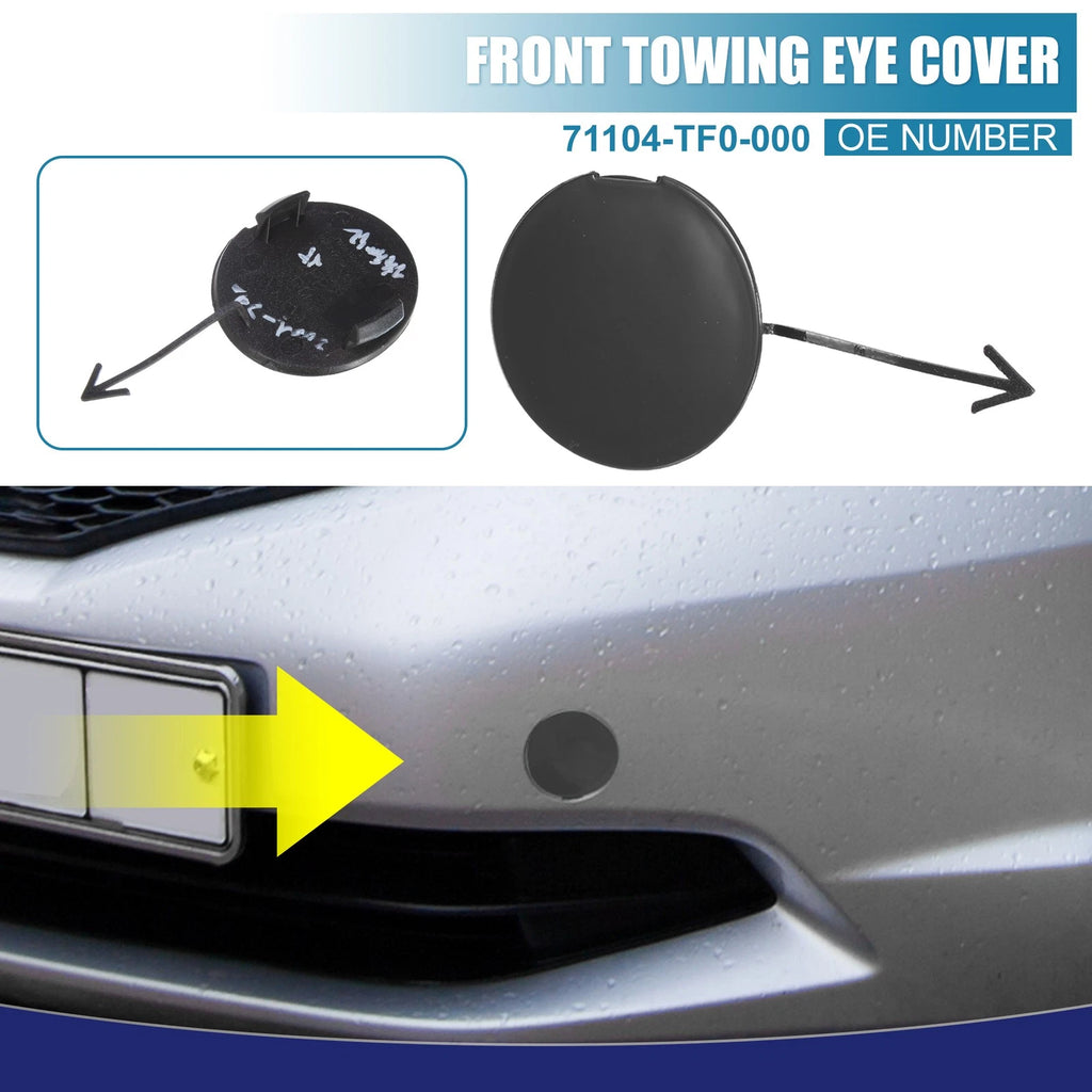 Front Tow Hook Cover Cap Replacement for Honda Fit (2008–2010) Matte Black
