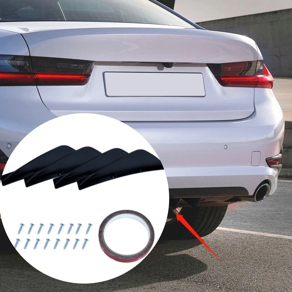 Set of 4 Black Rear Bumper Lip Spoiler Diffuser for