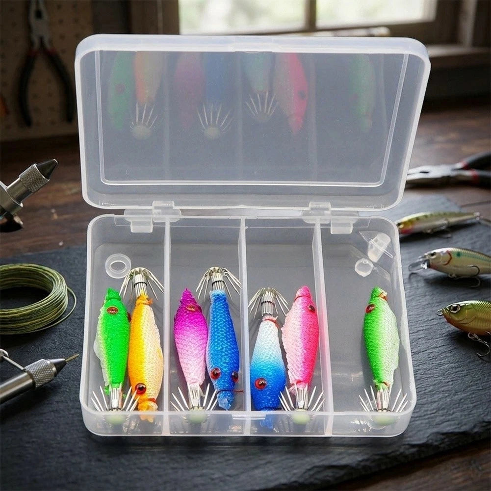 7pcs Squid Jig Bait with Storage Box for Easy Organization