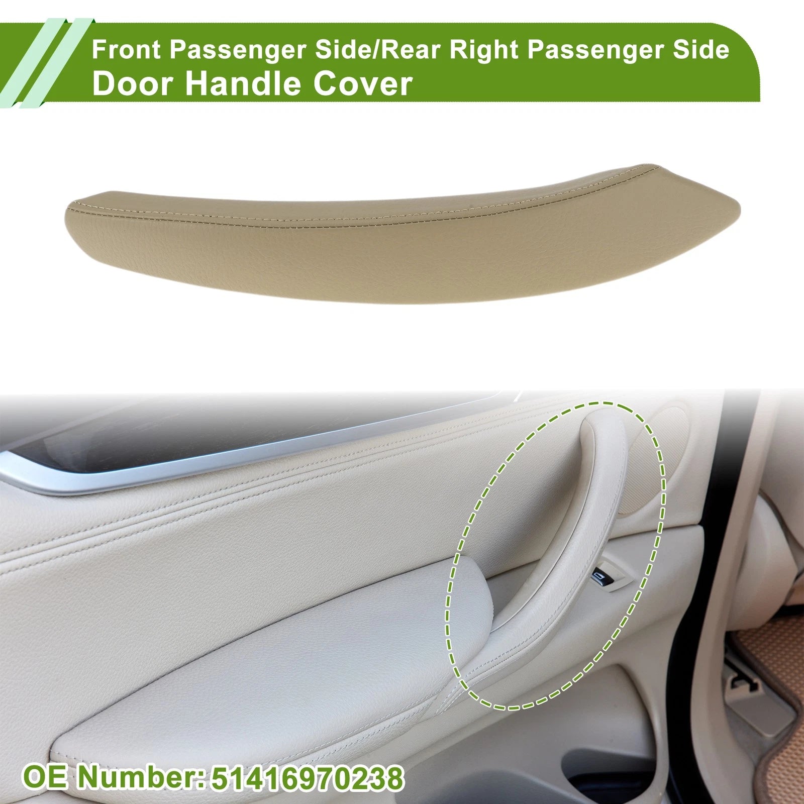 Door Panel Handle Pull Trim Cover Replacement for BMW X5 (2008–2013) Beige