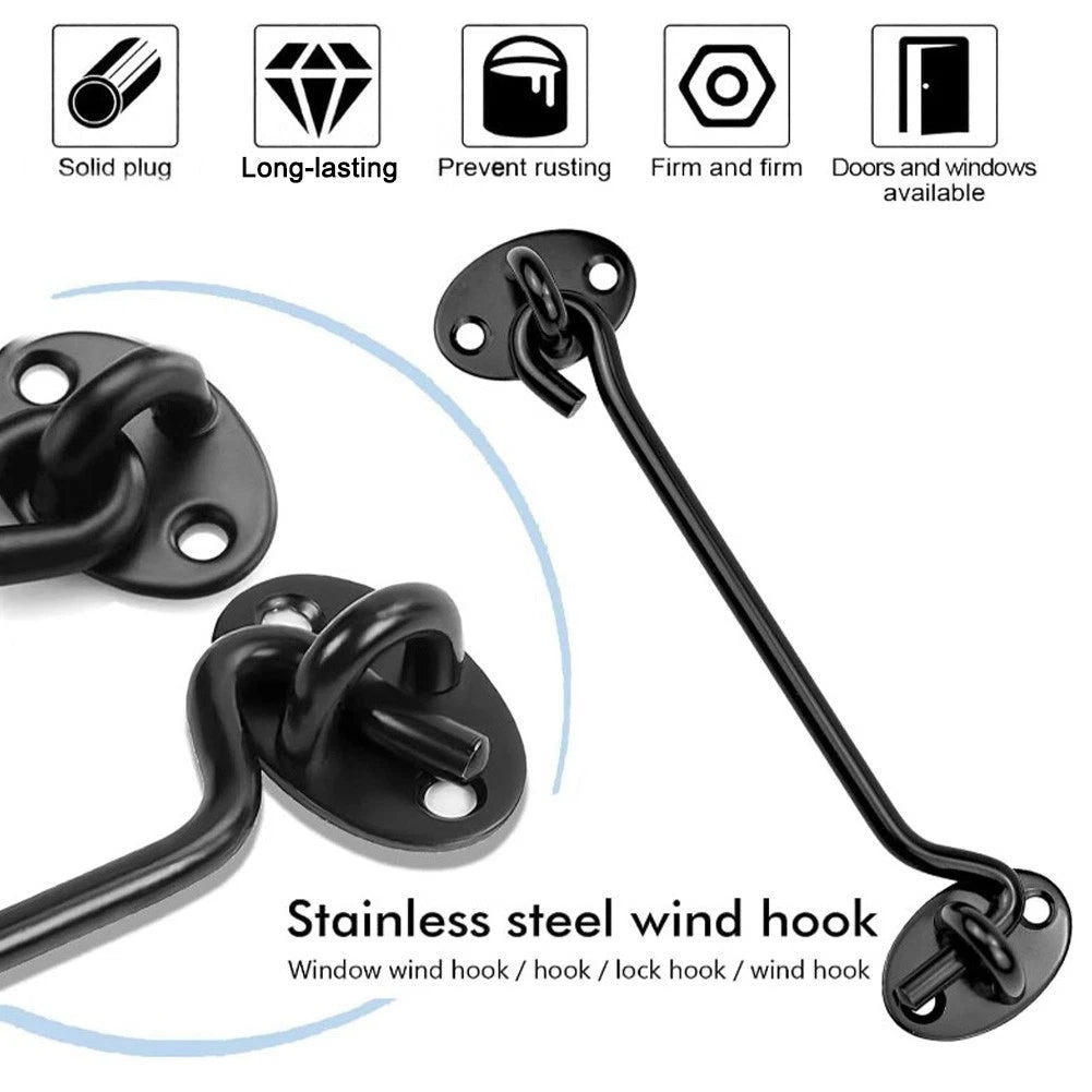 2X Stainless Steel Door Hook Lock for Barn Door Cabinet (Weatherproof)