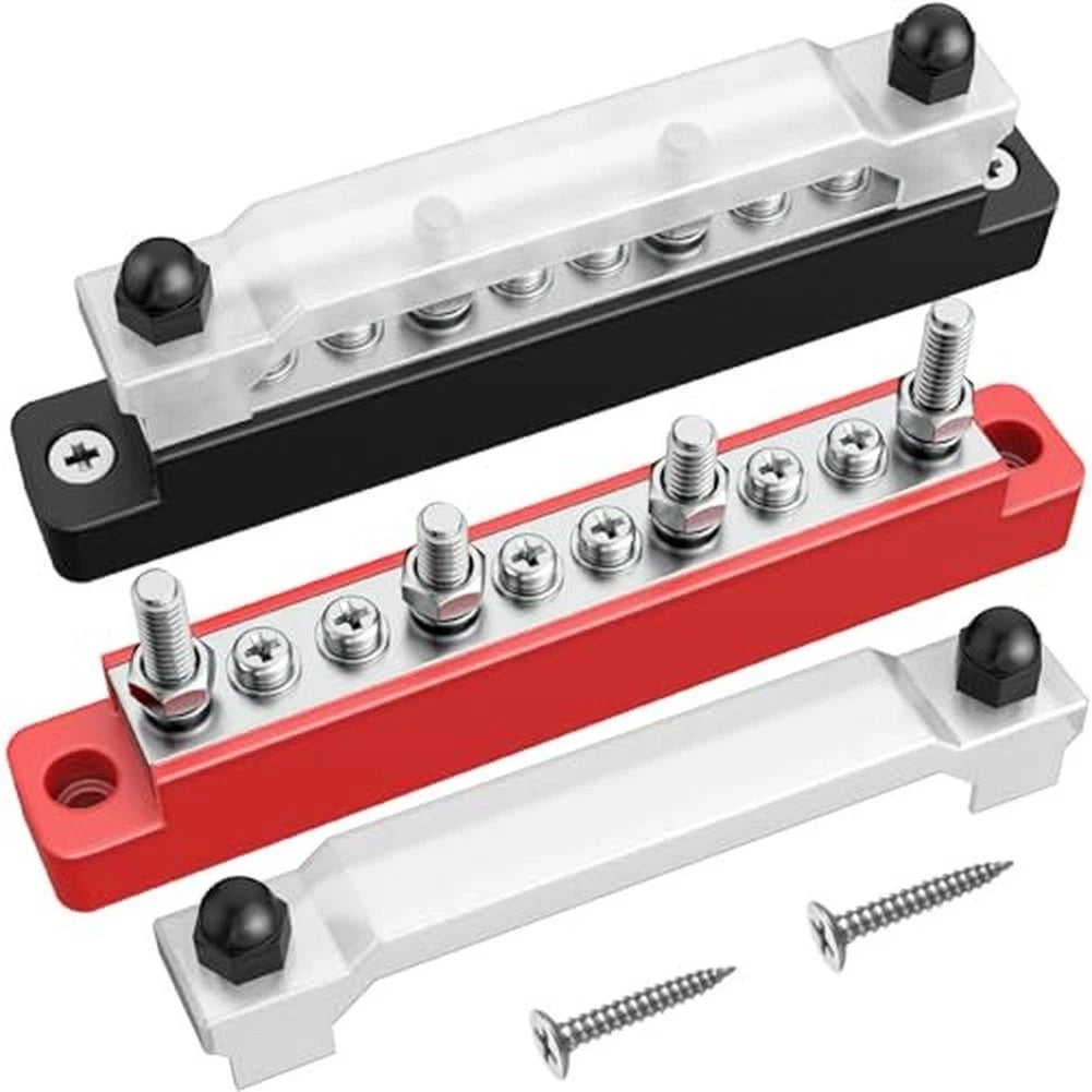 2X 12V Busbar Distribution Block 150A Power Hub with Cover and Terminals