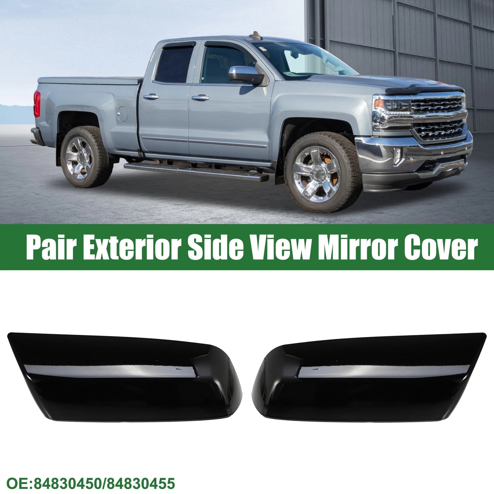 Pair Rearview Mirror Cover Replacement for Chevrolet Silverado 1500 (2014–2019)