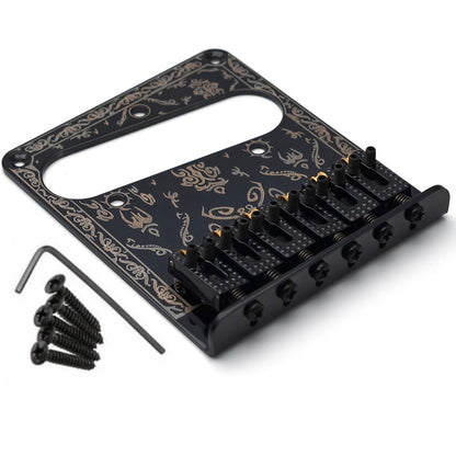 Black Retro 6-Saddle Bridge Control Plate for Fender Telecaster