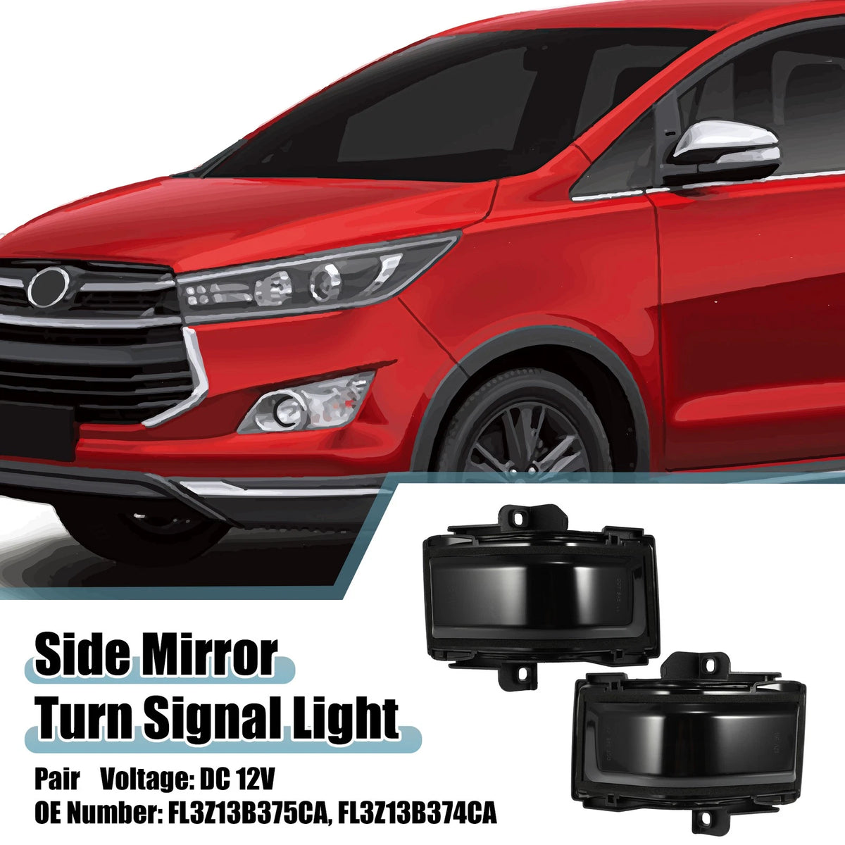 Side Mirror Turn Signal Light Replacement for Ford Black (2010–2014)
