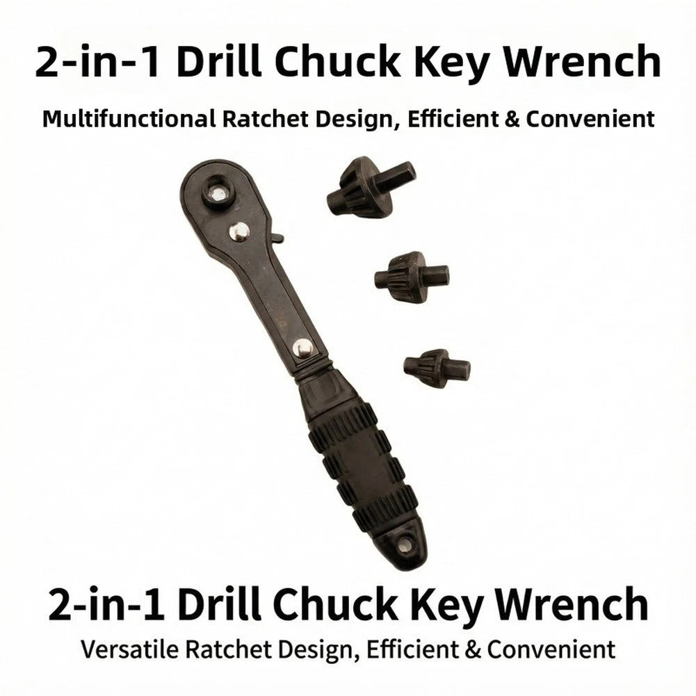 2X Black Drill Chuck Key Wrench for Handling (Dual Sided Functionality)