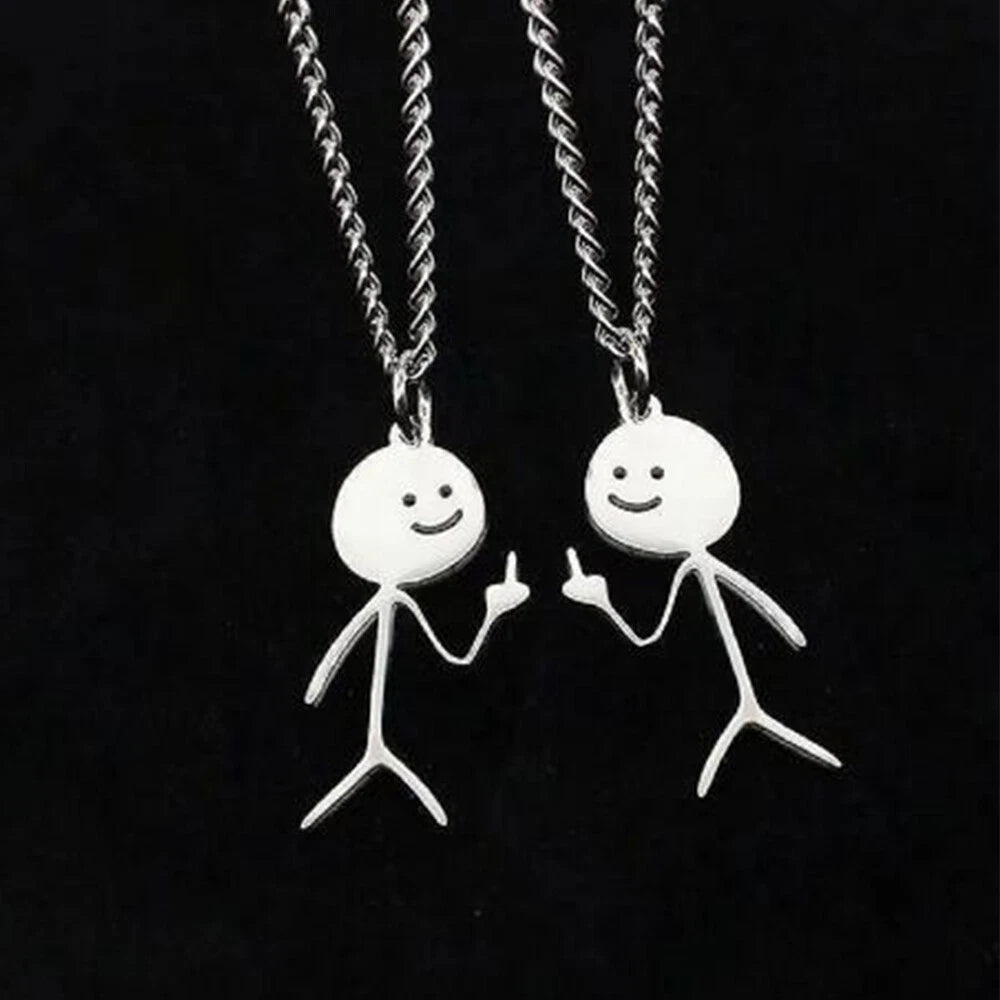 Stainless Steel Funny Doodle Necklace for Smiley Middle Finger (Personalized)
