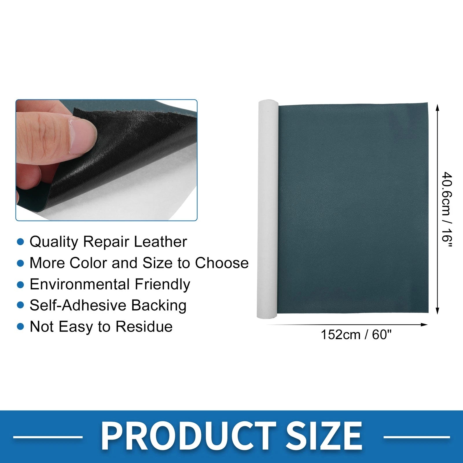 60"x16" Self Adhesive Leather Repair Patch for Car Seat Sofa (Deep Blue)