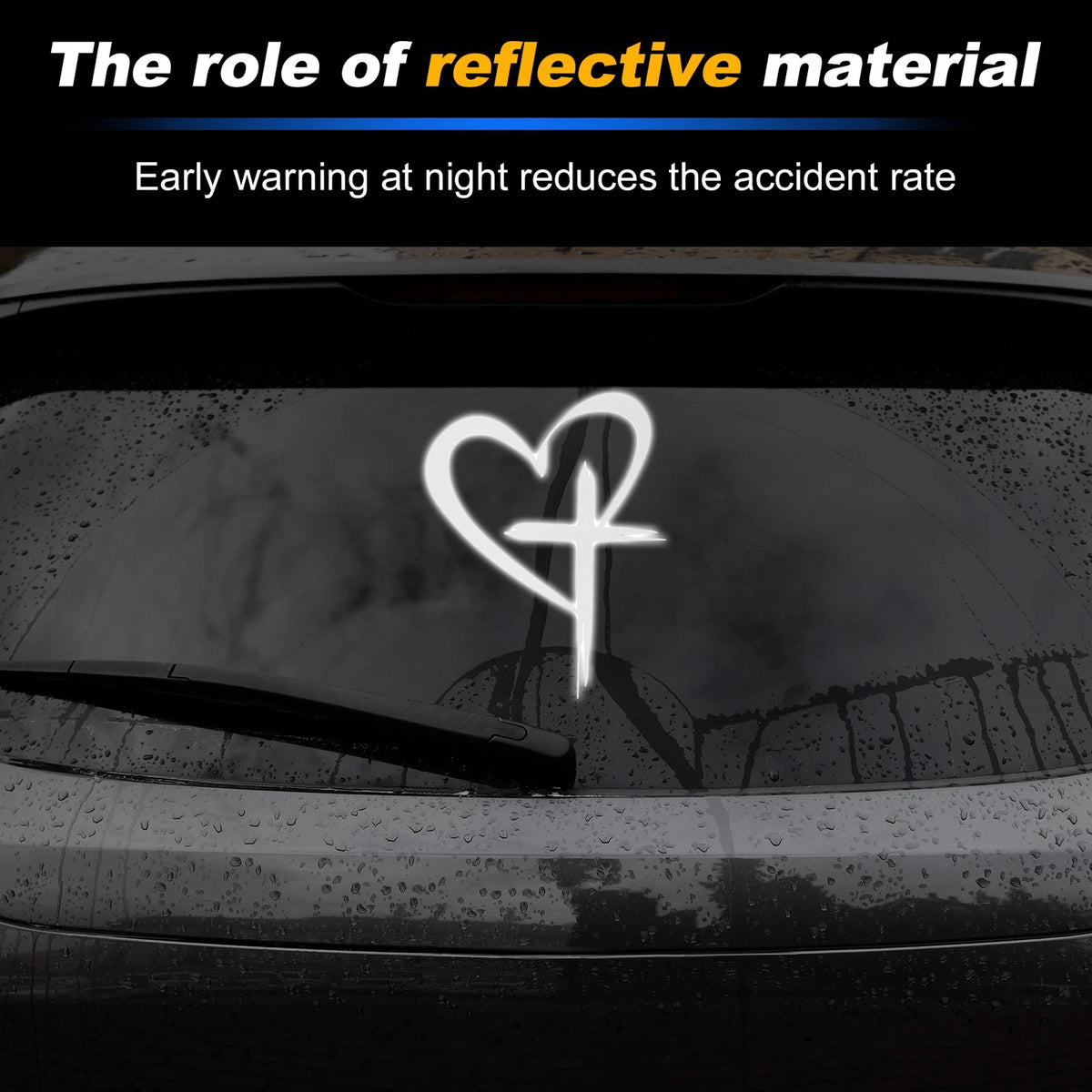 Reflective Bumper Decal for - Silver Tone Cross