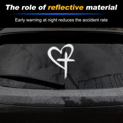 Reflective Bumper Decal for - Silver Tone Cross