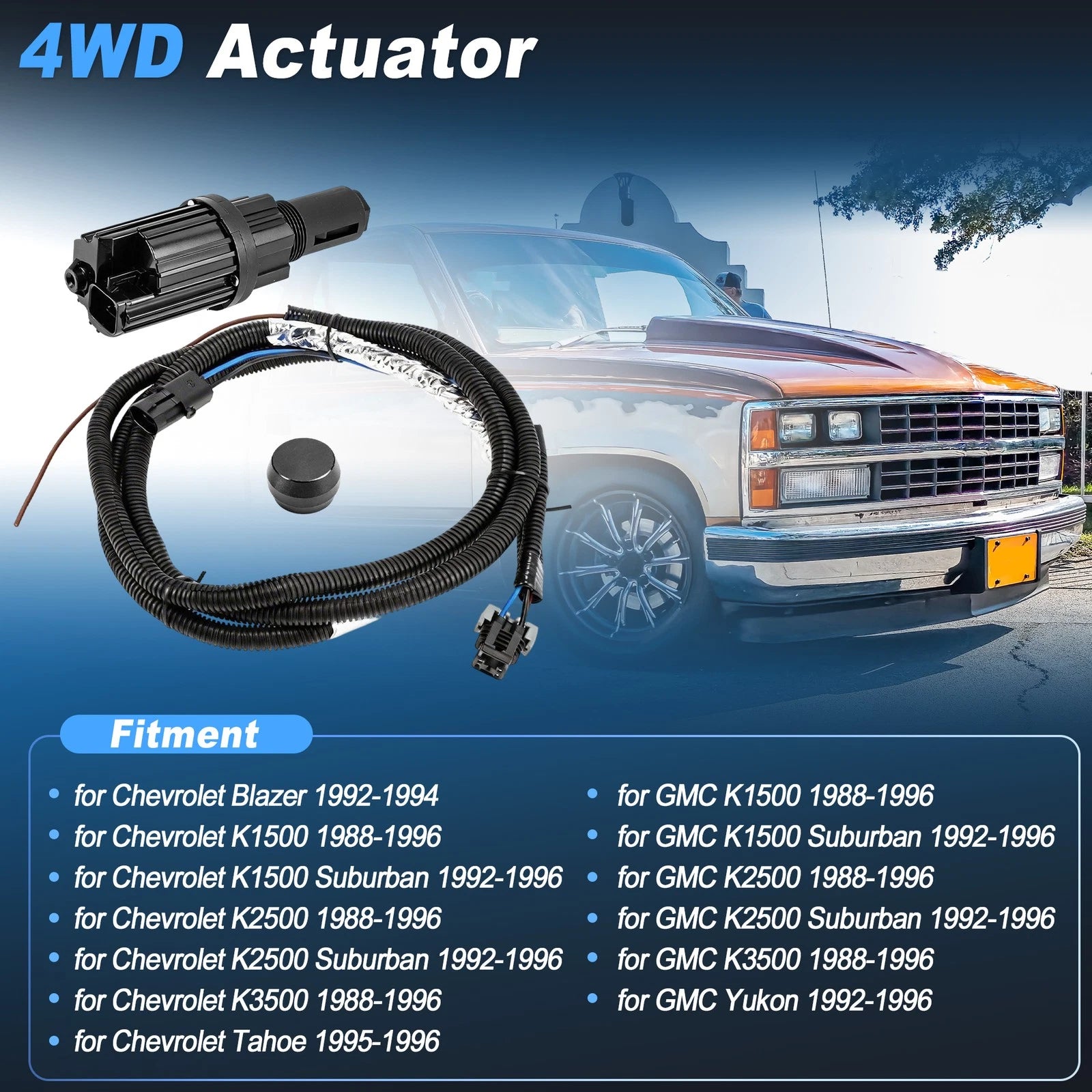 4WD Actuator Harness Kit Replacement for Chevrolet K1500 K2500 K3500 (1995–2000)