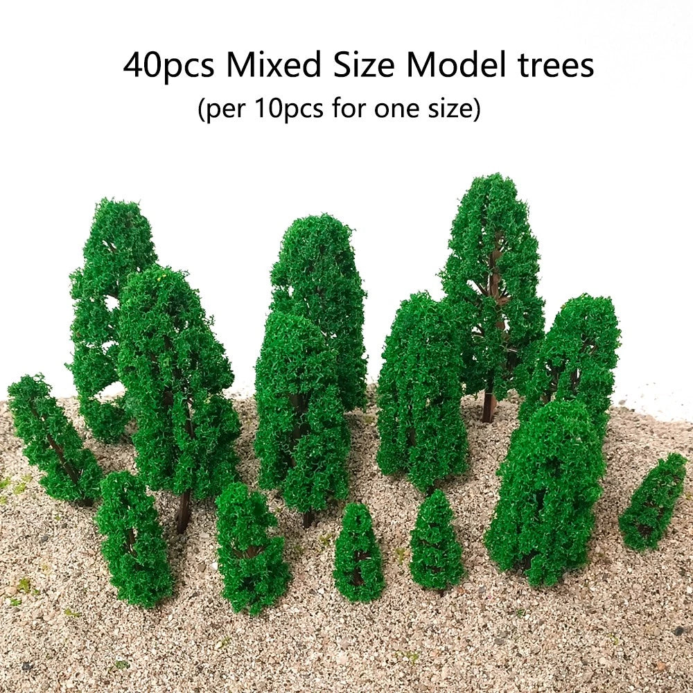 40pcs Mixed Size Model Trees For Architecture Sand Table Train Railway Scenery